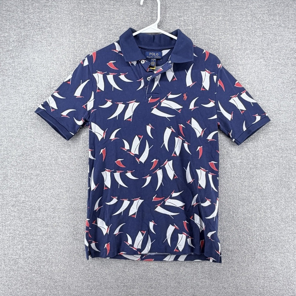 Polo Ralph Lauren Shirt Boys Large(14-16) Blue Sailboat Short Sleeve Nautical